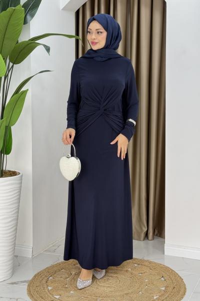 MERVE TESETTÜR ELBİSE Lacivert