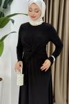 MERVE TESETTÜR ELBİSE Siyah