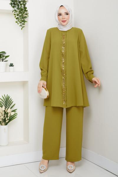 MELTEM TESETTÜR PANTOLONLU TAKIM  YağYeşili