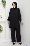 MELTEM TESETTÜR PANTOLONLU TAKIM  Siyah
