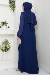 FİRÜZE ABİYE TESETTÜR ELBİSE Lacivert