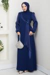 FİRÜZE ABİYE TESETTÜR ELBİSE Lacivert