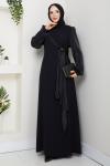 FİRÜZE ABİYE TESETTÜR ELBİSE Siyah