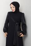 FİRÜZE ABİYE TESETTÜR ELBİSE Siyah