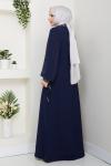 İPEK TESETTÜR ABİYE ELBİSE  Lacivert