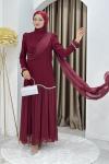BEYHAN TESETTÜR ABİYE ELBİSE Bordo
