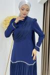 BEYHAN TESETTÜR ABİYE ELBİSE Lacivert