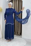 BEYHAN TESETTÜR ABİYE ELBİSE Lacivert