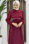 NEVİN TESETTÜR ABİYE ELBİSE Bordo