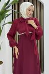 NEVİN TESETTÜR ABİYE ELBİSE Bordo