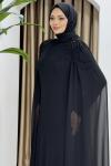HİCRAN TESETTÜR ABİYE ELBİSE Siyah