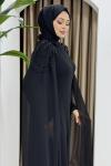 HİCRAN TESETTÜR ABİYE ELBİSE Siyah