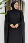 HİCRAN TESETTÜR ABİYE ELBİSE Siyah