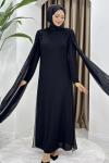 HİCRAN TESETTÜR ABİYE ELBİSE Siyah