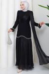 YENİ BEYHAN TESETTÜR ABİYE ELBİSE Siyah