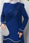 YENİ BEYHAN TESETTÜR ABİYE ELBİSE Lacivert