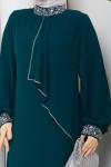 İPEK TESETTÜR ABİYE ELBİSE  Zümrüt