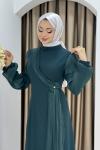 FİRÜZE ABİYE TESETTÜR ELBİSE Zümrüt