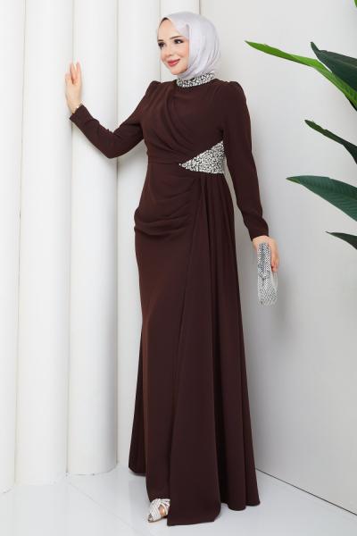 REZZAN ABİYE ELBİSE Kahve