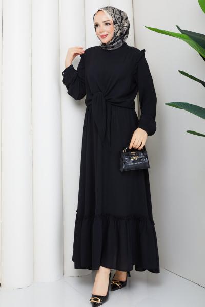 DİVA LİNDA KUMAŞ ETEKLİ TAKIM  Siyah