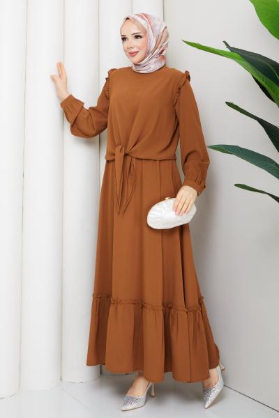 DİVA LİNDA KUMAŞ ETEKLİ TAKIM  Kahve