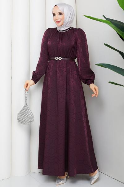 IŞIK TESETTÜR ELBİSE Mürdüm