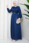IŞIK TESETTÜR ELBİSE Lacivert