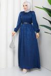 IŞIK TESETTÜR ELBİSE Lacivert