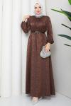 IŞIK TESETTÜR ELBİSE Kahve
