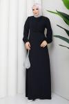 MİNEL TESETTÜR ABİYE ELBİSE Siyah