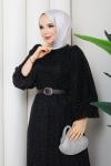 KEMERLİ TESETTÜR ELBİSE Siyah