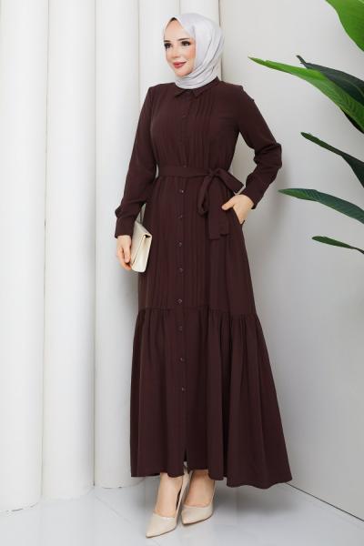 AŞKIN TESETTÜR ELBİSE Kahve