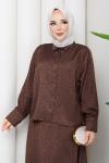 ŞERMİN TESETTÜR ETEKLİ TAKIM  Kahve