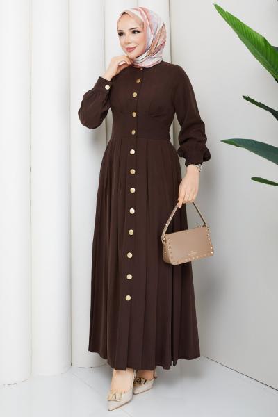 ŞİRİN TESETTÜR ELBİSE Kahve