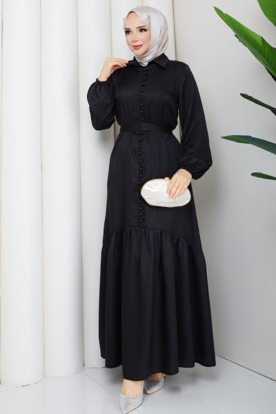 ASEL TESETTÜR ELBİSE Siyah