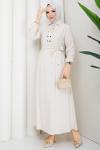 ZÜMRA TESETTÜR ELBİSE  Ekru