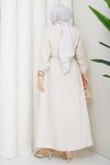ZÜMRA TESETTÜR ELBİSE  Ekru