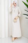 ZÜMRA TESETTÜR ELBİSE  Ekru