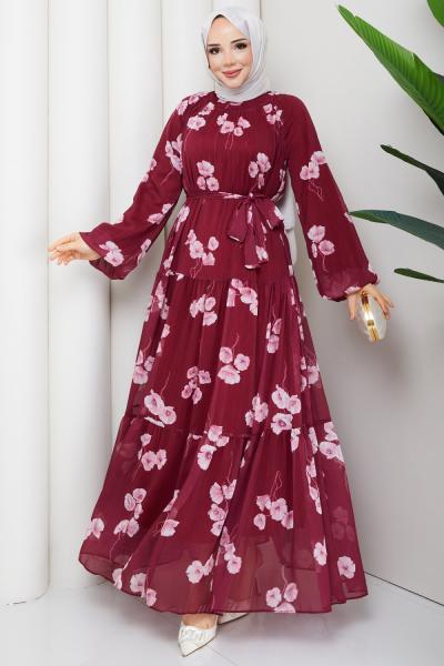 SANEM TESETTÜR ELBİSE Bordo