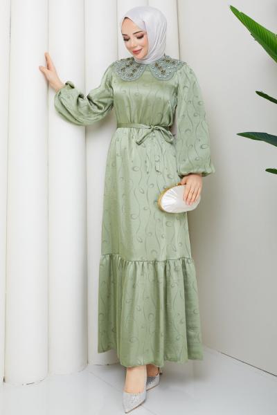 EBRAR TESETTÜR ELBİSE Yeşil
