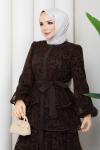 BURÇİN KATKAT TESETTÜR ELBİSE Kahve