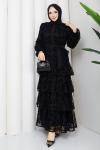 BURÇİN KATKAT TESETTÜR ELBİSE Siyah