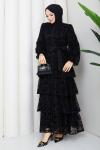BURÇİN KATKAT TESETTÜR ELBİSE Siyah