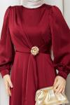 ALİYE TESETTÜR ELBİSE  Bordo