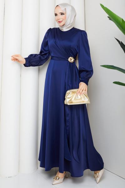 ALİYE TESETTÜR ELBİSE  Lacivert