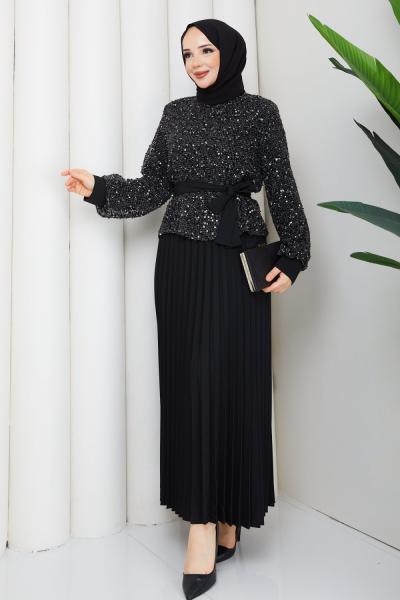 SUZAN ETEKLİ TAKIM Siyah