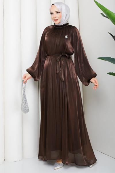 ŞAFAK TESETTÜR ELBİSE Kahve