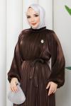 ŞAFAK TESETTÜR ELBİSE Kahve