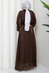 ŞAFAK TESETTÜR ELBİSE Kahve