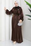 ŞAFAK TESETTÜR ELBİSE Kahve